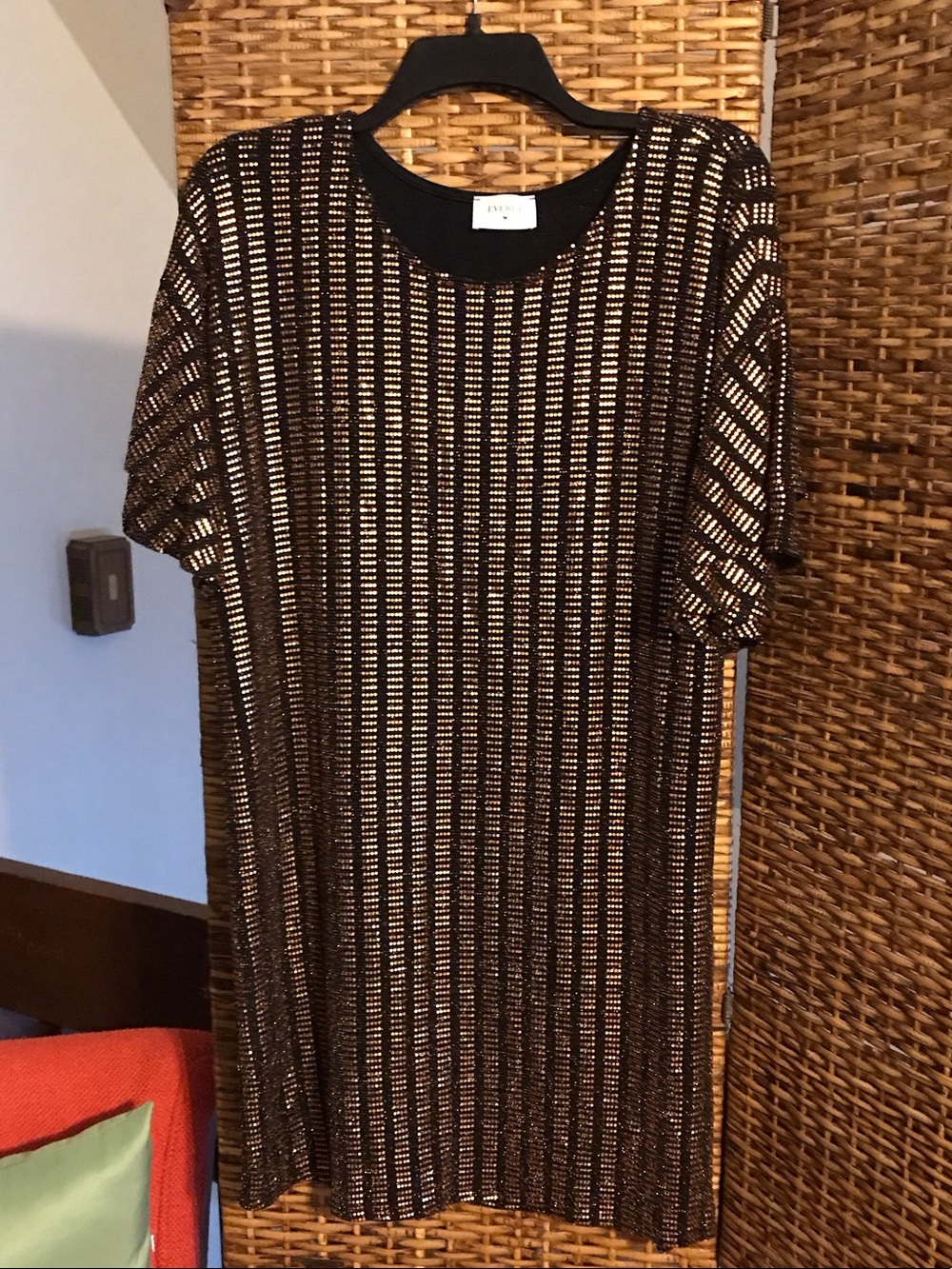 Everly Black and Gold Metallic Mini Dress